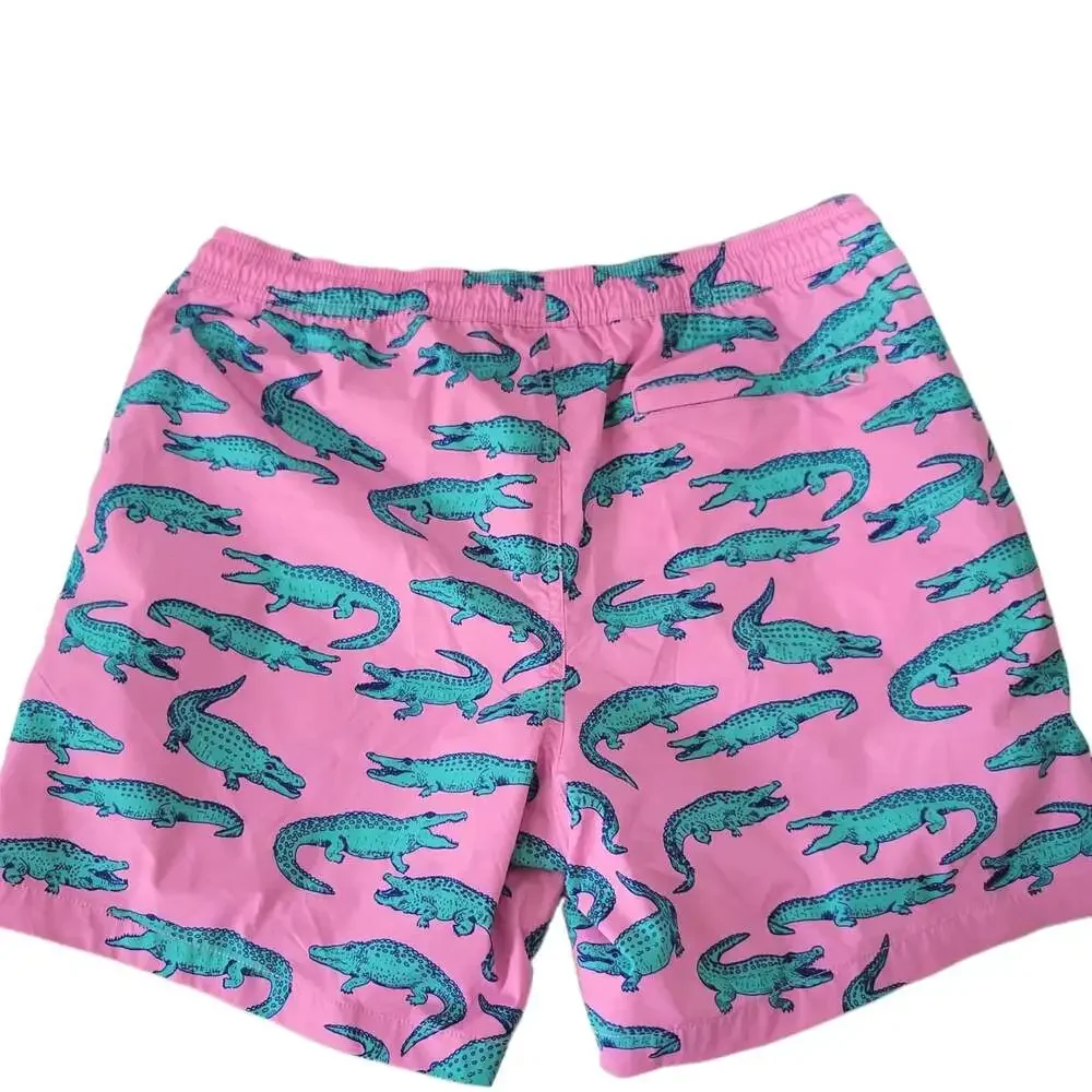 Chubbies The Glades Swim Trunks Shorts Mens L Pink Alligator Lined 6